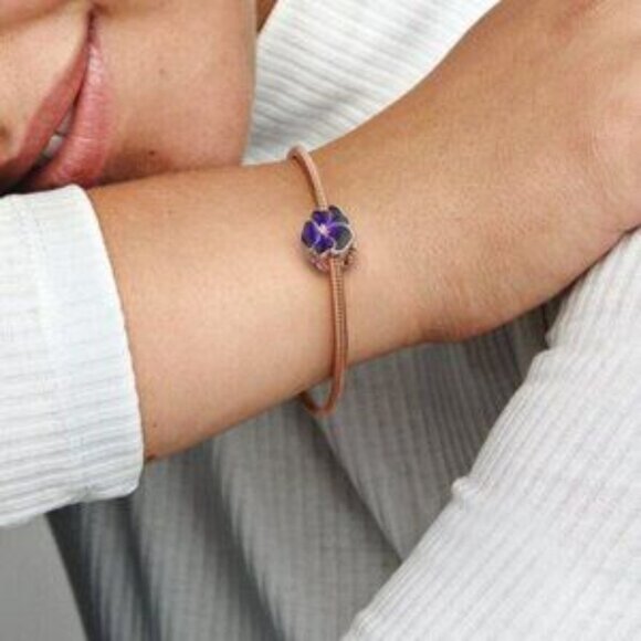 Pandora Deep Purple Pansy Flower Charm - Picture 6 of 6